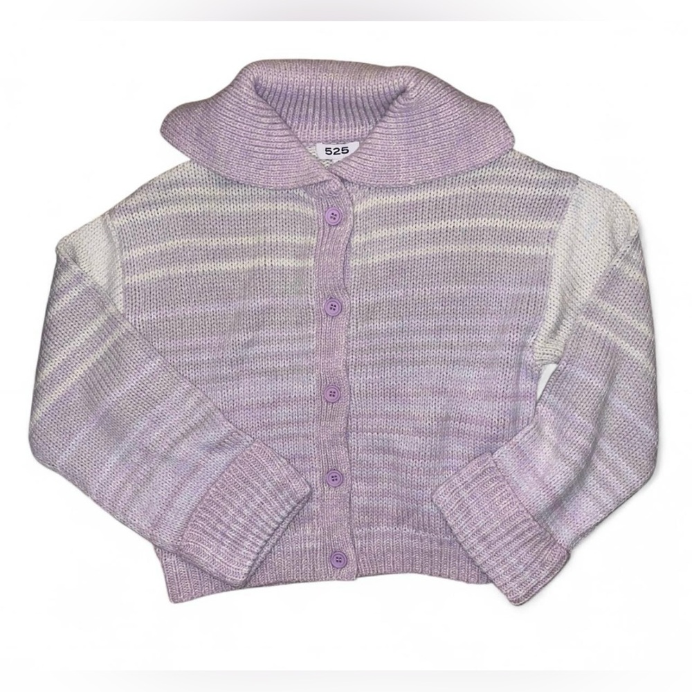 Revolve 525 Suzanne Ombré Purple Rose striped cardigan with chunky collar S NWT - Picture 4 of 6